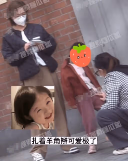 萬茜帶女兒出門學藝,小姑娘扎羊角辮身高超媽媽腰部,愛粘著爸爸