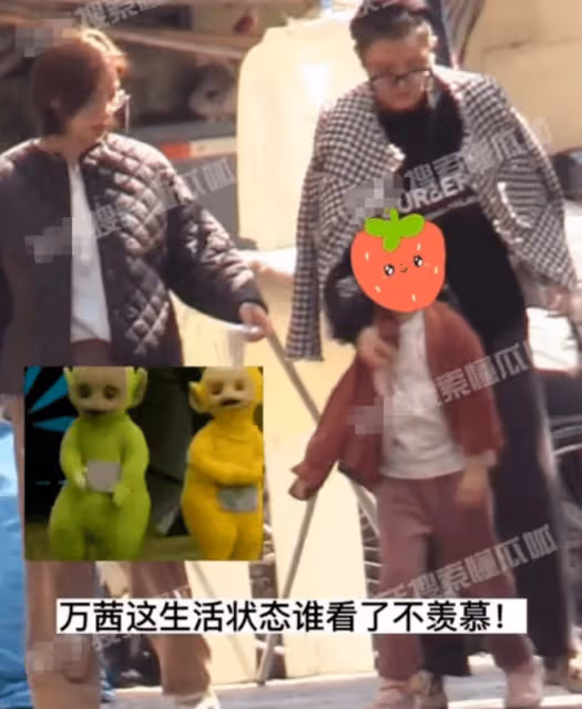 萬茜帶女兒出門學藝,小姑娘扎羊角辮身高超媽媽腰部,愛粘著爸爸
