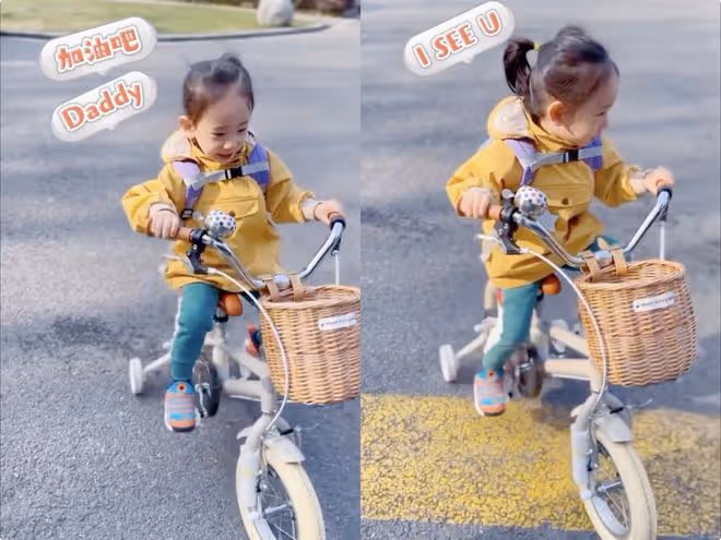 陳小春次子騎單車,扎馬尾像女孩兒,網友擔心會導致性別認知障礙