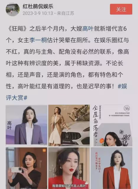 《狂飆》扮演者高葉一口氣接了5個代言,網友:及時變現
