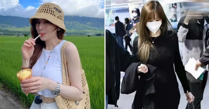 40歲王心凌現身機場，黑色針織長裙配馬丁靴，又酷又美氣場強！