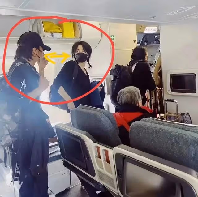 王菲謝霆鋒坐經濟艙內景照曝光,陪男友回香港,王菲做甜蜜小跟班