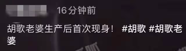 胡歌老婆產女後首現身,四肢纖細打扮樸素,坐豪車去醫院不見老公
