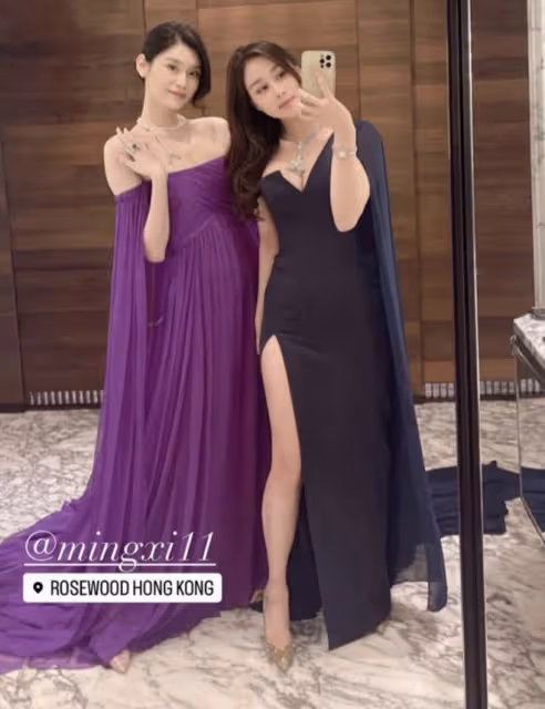 何超欣曬與嫂子奚夢瑤合影,珠光寶氣,與香港名媛林恬兒同框比美