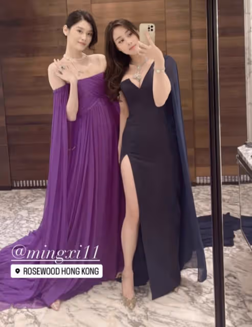 何超欣曬與嫂子奚夢瑤合影，二人珠光寶氣，與香港名媛林恬兒同框比美