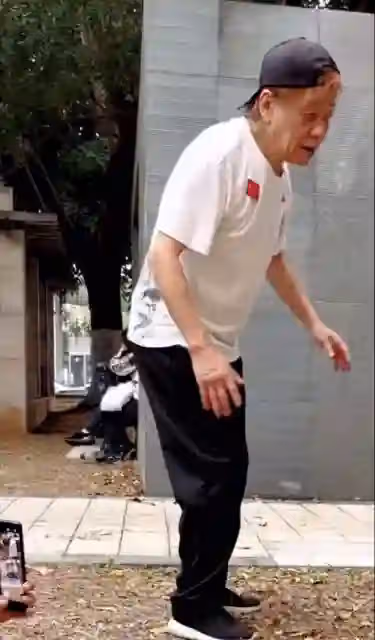 74歲「陳真」梁小龍在廣東公園,練武出意外,背部重摔著地腿朝天