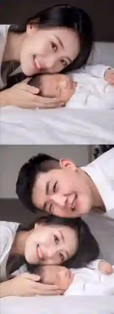 閆學晶兒媳曬溫馨全家福,成為一家三口顏值擔當,兒子可愛像媽媽