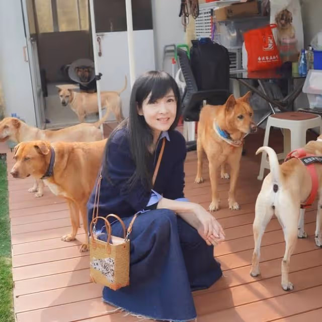 周慧敏探望幸福狗舍，做公益留下大量幸福合影照，人美心又善