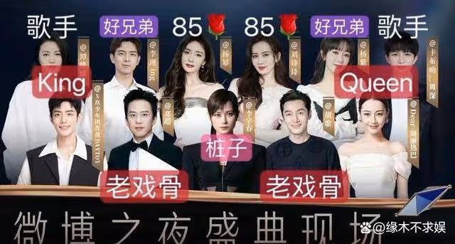 微博之夜海報引爭議，85花90花無緣C位，肖戰迪麗熱巴只能靠邊站