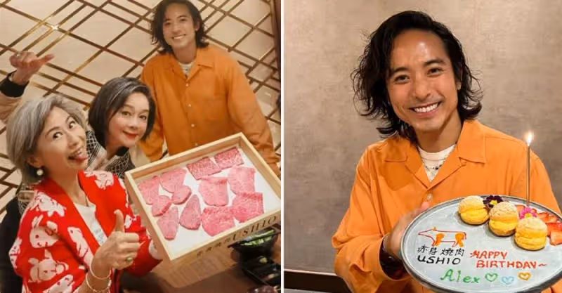 61歲葉倩文為38歲繼子慶生，花甲年「頭髮花白」堅持不染髮，一家人合照「俏皮吐舌模樣」網驚呼：還是很美