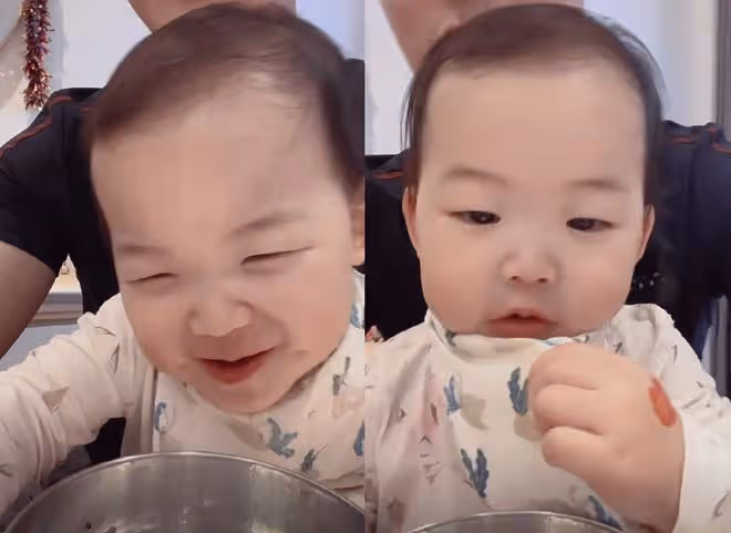 朱珠1歲女兒給爸爸洗臉好貼心,拍臉頰動作太真實,父女都未笑場