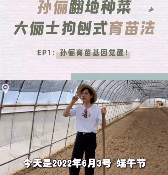 孫儷化身農民，承包大棚播種育苗翻土親力親為，獲農民網友點贊