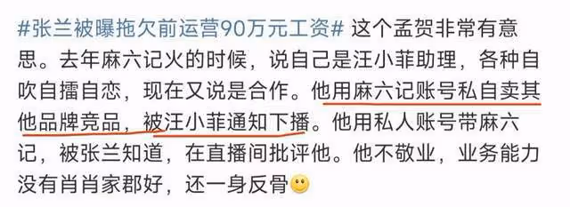 張蘭被曝拖欠90萬工資,疑另有隱情,涉事員工曾偷摸賺外快被抓包