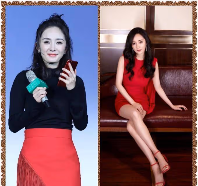 楊冪的腿原來這麼長，穿著款式保守的包臀裙，大腿還能露出一大截