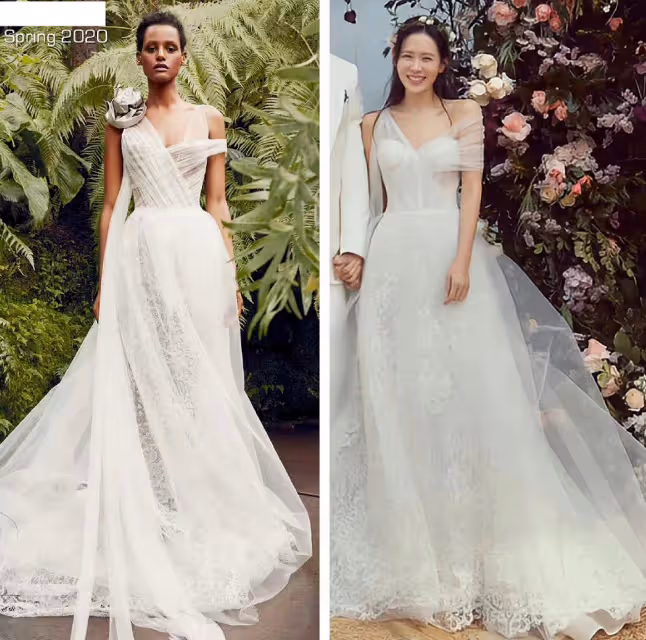 孫藝珍曬照慶祝結婚周年,穿頂奢抹胸婚紗,牽手甜笑破離婚傳聞