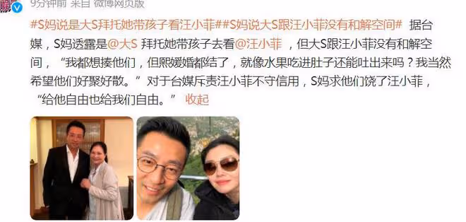 大S跟汪小菲沒有和解空間，S媽發聲：我都想揍他們