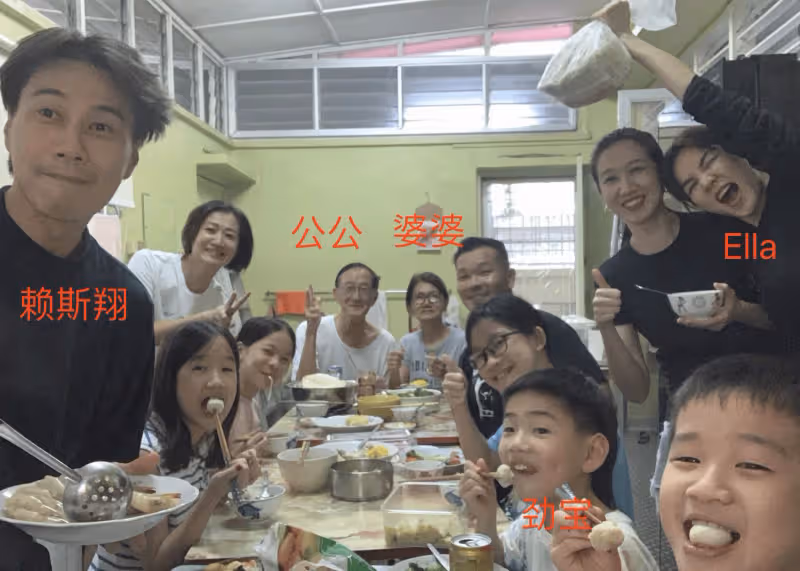 Ella一家三口清明返台，奪初舞台頭名心情佳，賴斯翔抱娃當小跟班