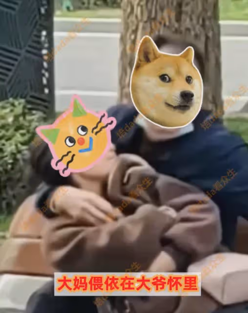 大媽清晨在公園與大爺舌吻,雙眼緊閉主動迎合,面紅耳赤神情陶醉