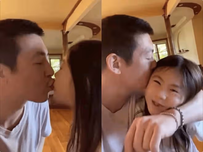 陳冠希曬老婆視角照，與6歲女兒嘴對嘴親吻直呼很浪漫，毫不避嫌