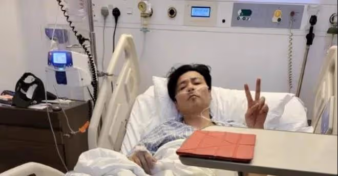 突發!蔡少芬老公張晉受重傷住院,鼻子插著氧氣,雙腿打滿了石膏