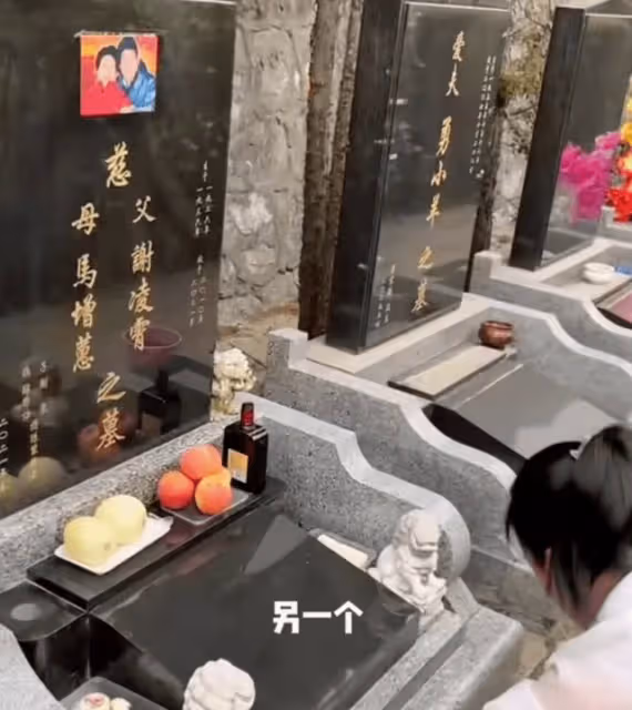 60歲謝東攜孕妻上墳引爭議!太太挺二胎巨肚跪地磕頭,被批沒規矩