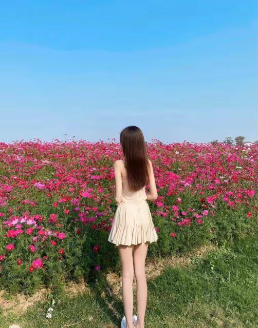 氣質優雅的小姐姐，抹胸弔帶搭配百褶裙，減齡顯瘦更時髦
