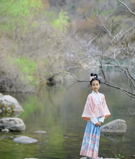 41歲李小璐帶女兒拍寫真,穿漢服過了把戲癮,甜馨氣質似大家閨秀