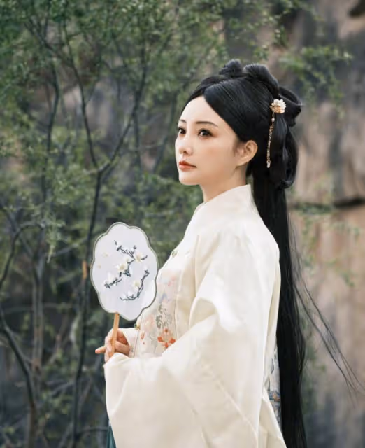 41歲李小璐帶女兒拍寫真,穿漢服過了把戲癮,甜馨氣質似大家閨秀