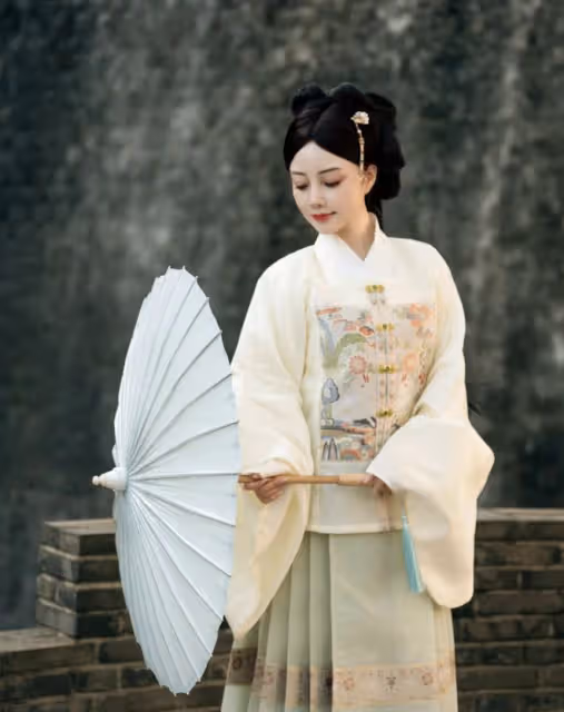 41歲李小璐帶女兒拍寫真,穿漢服過了把戲癮,甜馨氣質似大家閨秀