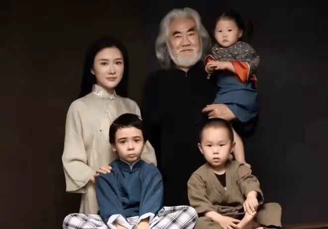 張紀中與妻合拍寫真,女方腹部打碼疑似懷孕,網友:張導老當益壯