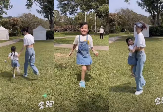 熊黛林曬一家四口踏青，抱怨雙胞胎女兒越來越像爸爸，直呼不划算