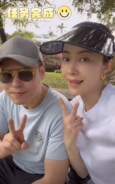 熊黛林曬一家四口踏青，抱怨雙胞胎女兒越來越像爸爸，直呼不划算