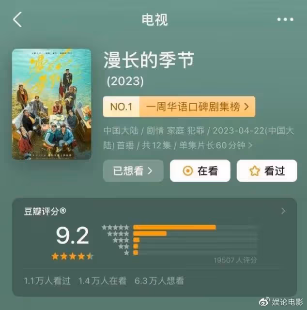 《漫長的季節》豆瓣評分升到9.2，兇手究竟是誰，傅衛軍還是沈墨