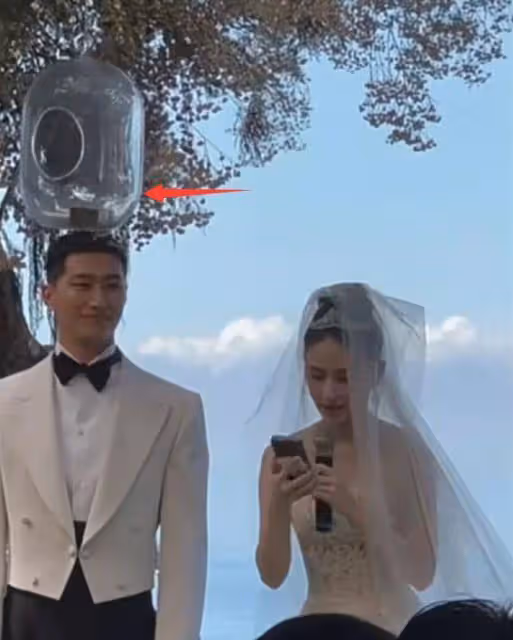 竇驍婚紗被吐槽，站內照片被罵像服務員，頭上的配飾像礦泉水桶