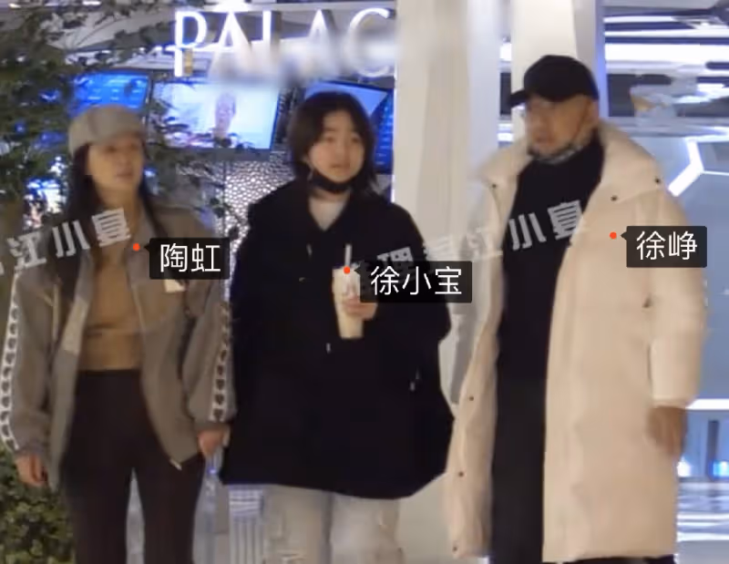 徐崢一家三口看電影,陶虹樸素臃腫似路人,女兒正臉罕見曝光像爸爸