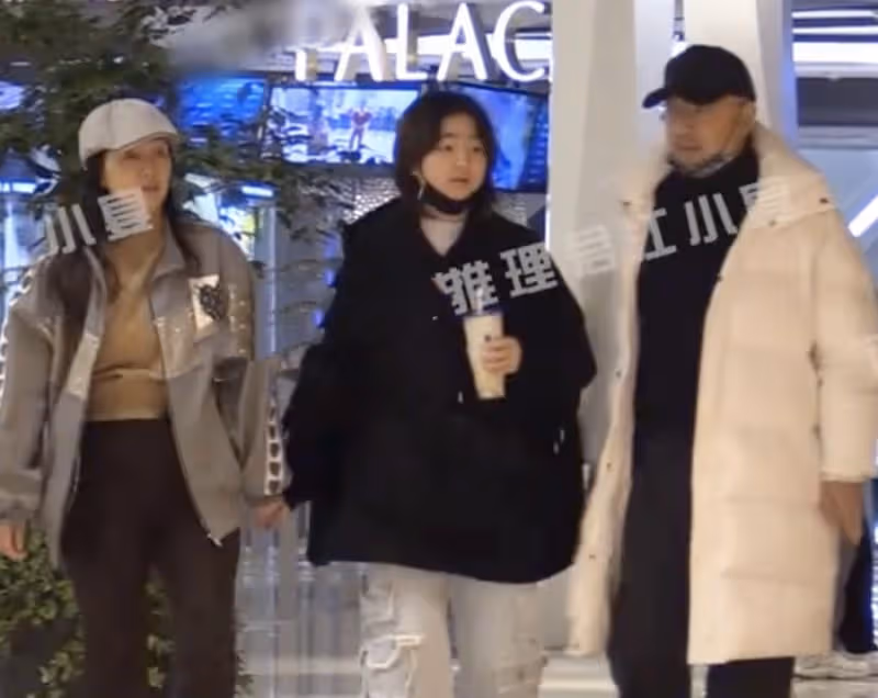徐崢一家三口看電影,陶虹樸素臃腫似路人,女兒正臉罕見曝光像爸爸
