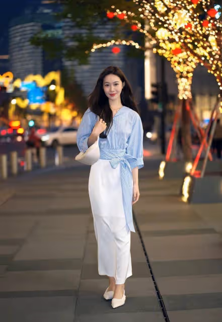 杭州街拍驚艷到我了！「裙子+低跟鞋」的組合顯氣質又很時髦