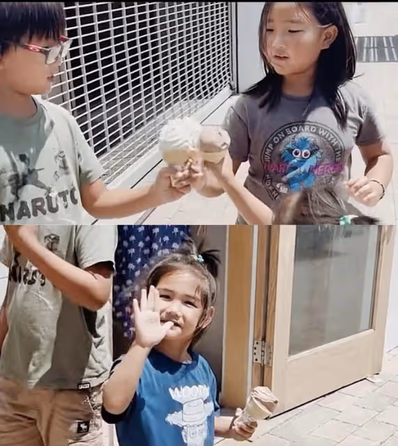 何潔攜3個子女合唱,老大老二與繼父相處融洽,倆女兒顏值差距大