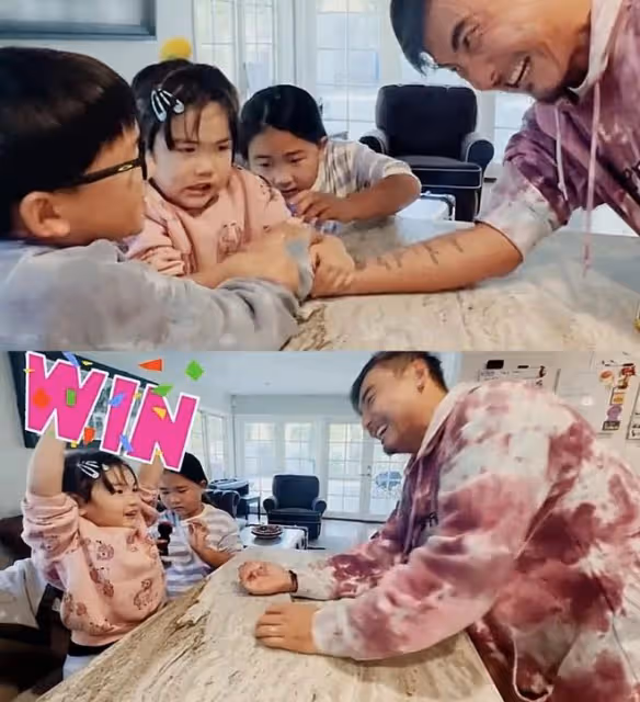 何潔攜3個子女合唱,老大老二與繼父相處融洽,倆女兒顏值差距大