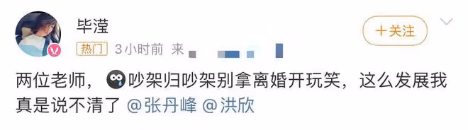 洪欣張丹峰官宣離婚疑撕破臉!畢瀅忙回應,三人2天前剛同桌吃飯