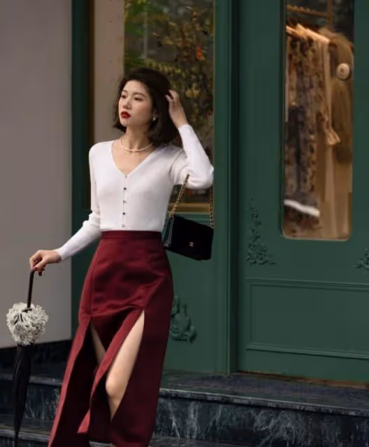 看了上海街拍才發現：不染彩發、不露腰露腿，才是氣質女孩的打扮
