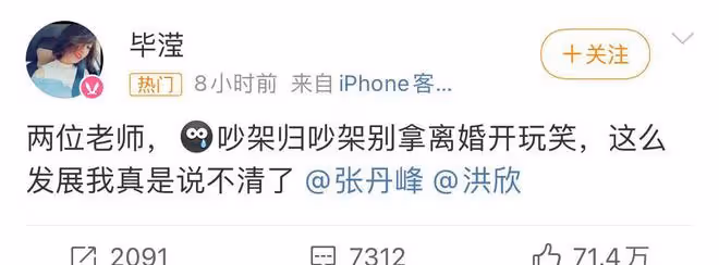 洪欣張丹峰離婚消息霸屏,話題閱讀量上億,蔡少芬曾勸洪欣不要嫁