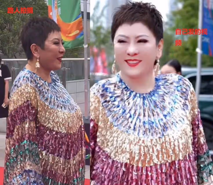 路人鏡頭下的向太:肥胖蒼老醫美痕跡很重,再有錢也擋不住自然衰老