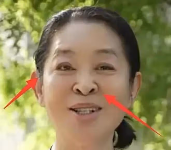 倪萍陶紅為奚美娟頒獎，兩位頒獎人臉僵不自然，與奚美娟對比鮮明