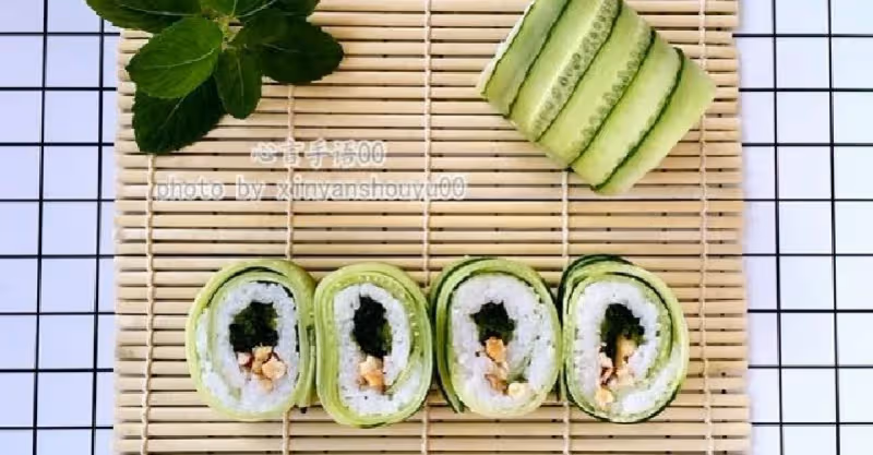 黃瓜做壽司，不用紫菜，口感爽口更開胃!