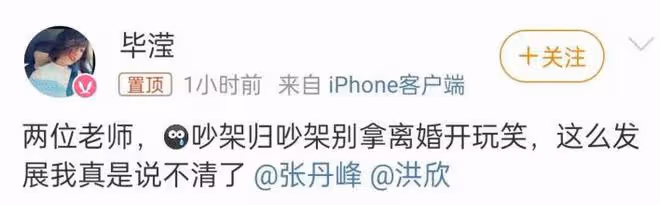 不裝了?洪欣官宣與張丹峰離婚,男方出來打圓場,畢瀅回應惹爭議