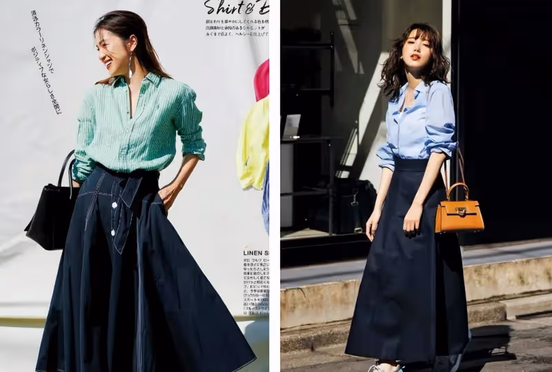 這才是中年女人該有的打扮：襯衫＋半裙，三分正式、七分休閒