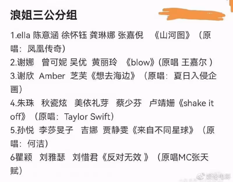 網曝浪姐4三公分組,只剩下24位姐姐走了9位,吳倩李彩樺等被淘汰