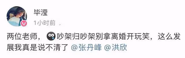 突發聲明！沒離婚，洪欣堅決維護張丹峰畢瀅，請你們仨繼續鎖死吧