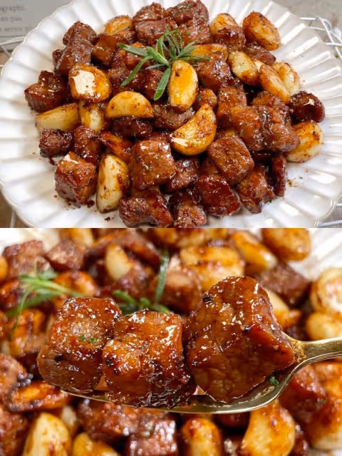 好吃到舔盤的蒜香黑椒牛肉粒
